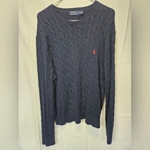 Polo by Ralph Lauren Navy Cable Crewneck Sweater with Red Pony NWOT, SZ XL